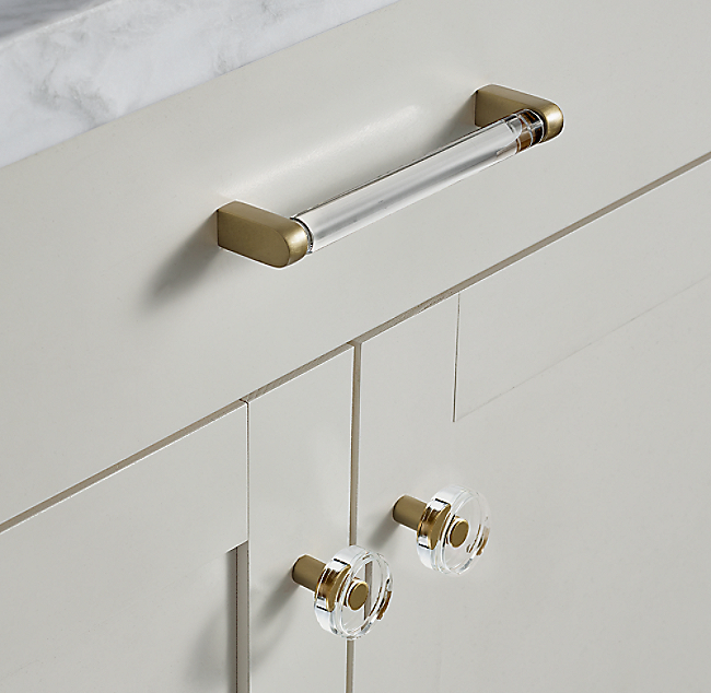 Ручка-кнопка Restoration Hardware Lambeth Crystal d.3.8 Lac.Burnished Brass