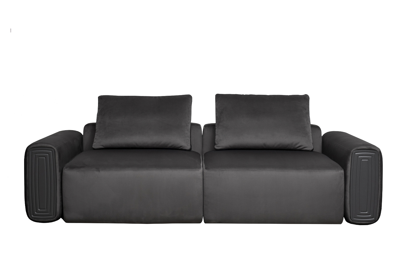 Диван трехместный Turin(2 секции) с мех т.серый велюр Colt1003 255*120**68 Garda Decor TURIN-TM3-2S-Colton1003