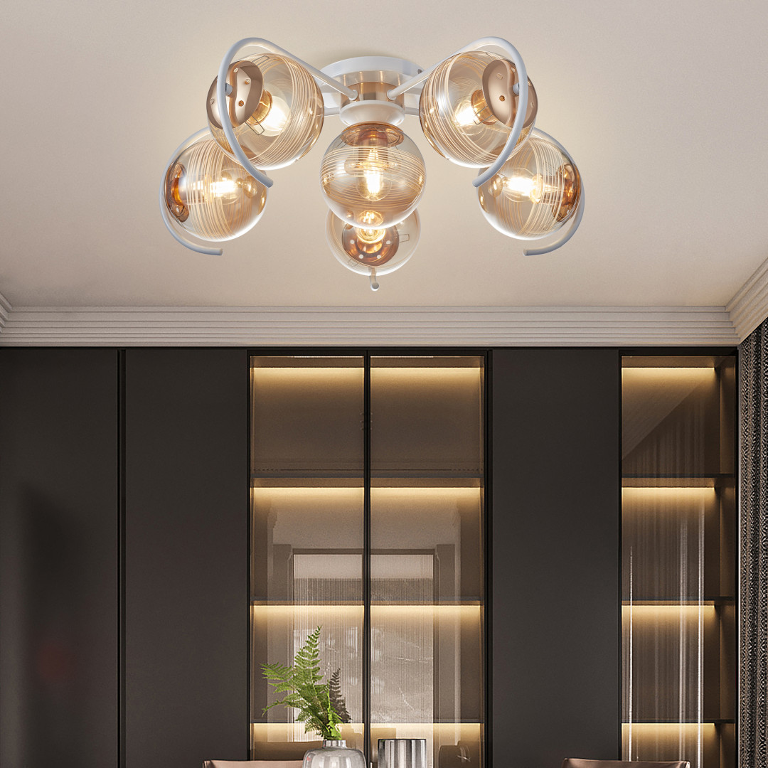 Люстра с плафонами 326208/5+1 WH+FG Arte Milano