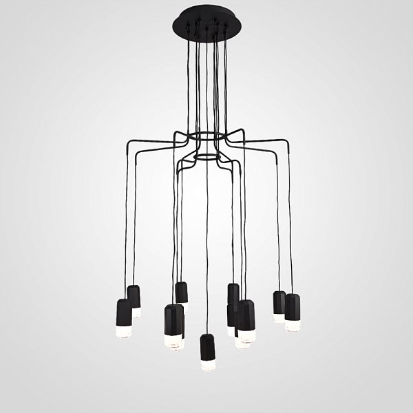 Люстра Wireflow LED Black Suspension lam 13 патронов by ImperiumLoft