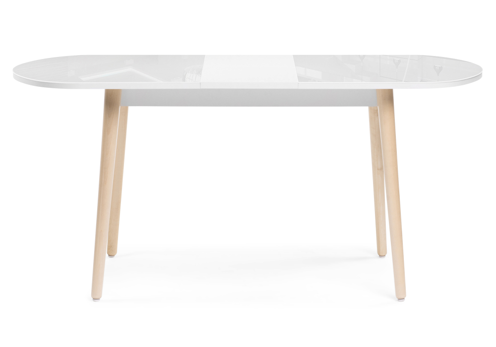 Стол стеклянный Woodville Клэйтон 130 белый / бук 379009