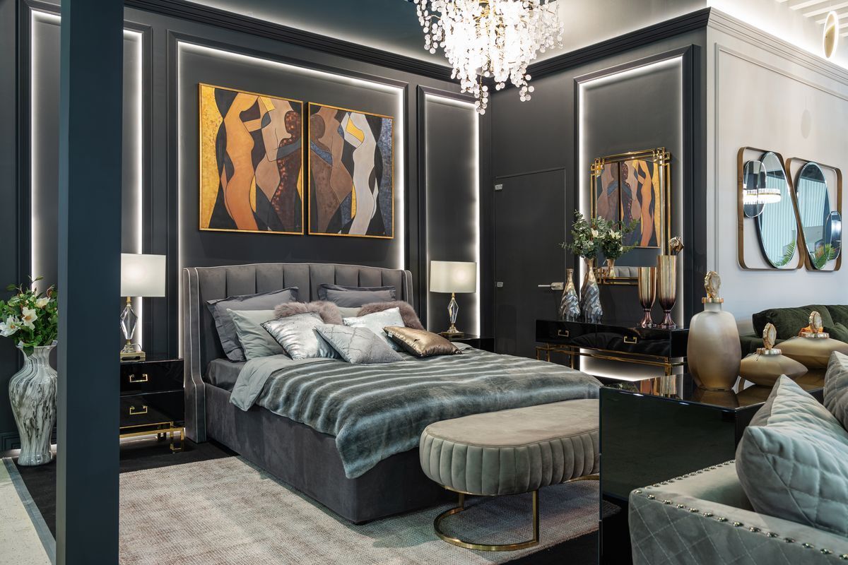 Холст "Фантазия" (золото) в бронзовом багете Garda Decor 89VOR-AQUARELLE10