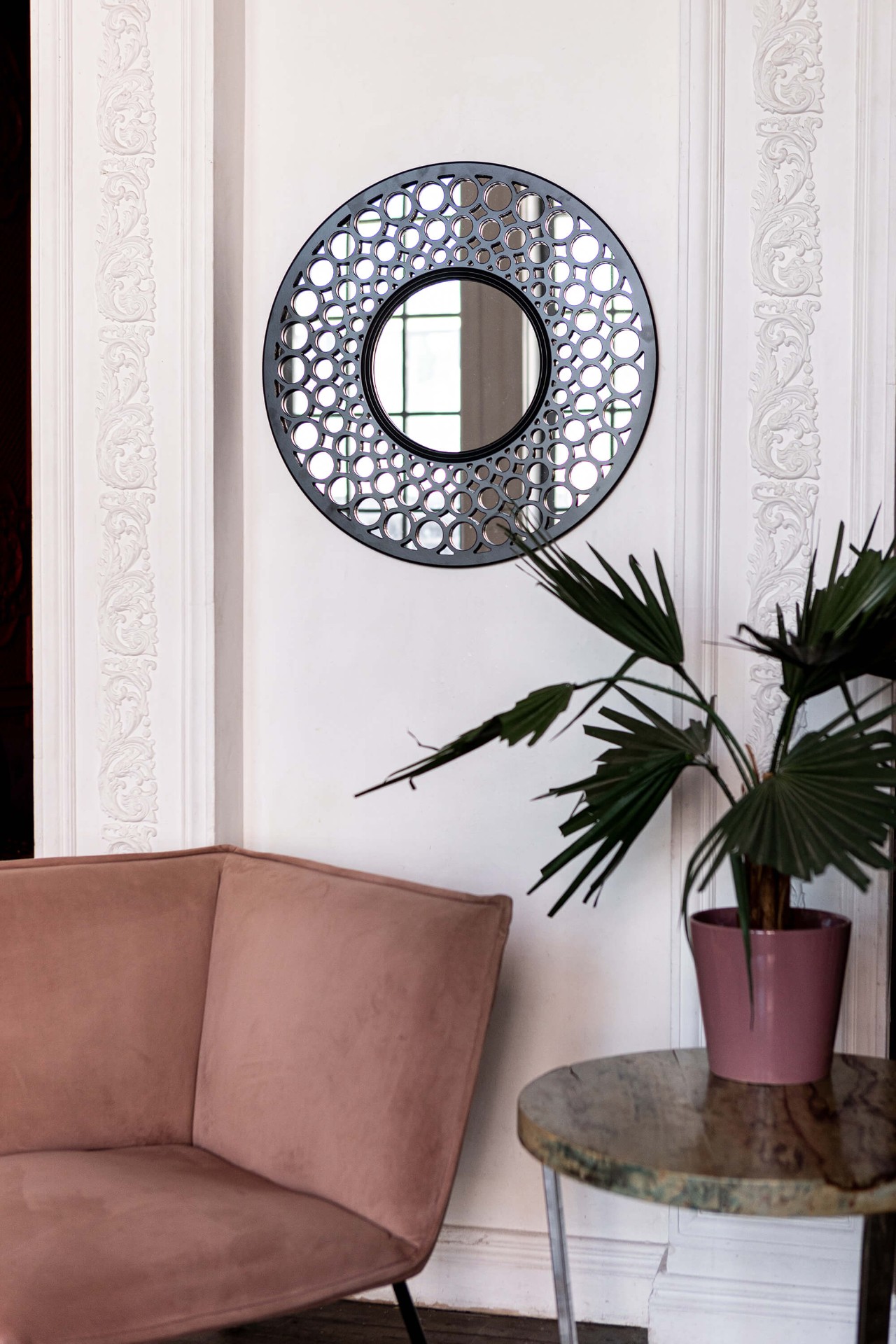 Зеркало BountyHome Round Black mv411-black