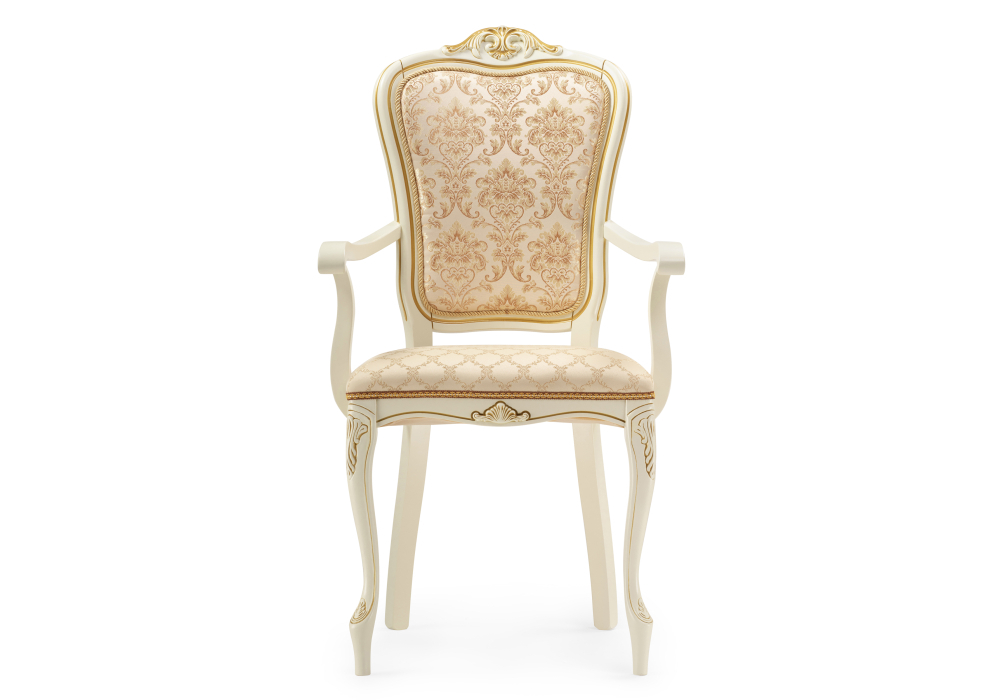 Стул деревянный Woodville Руджеро патина слоновая кость с золотой патиной / бежевый 318606