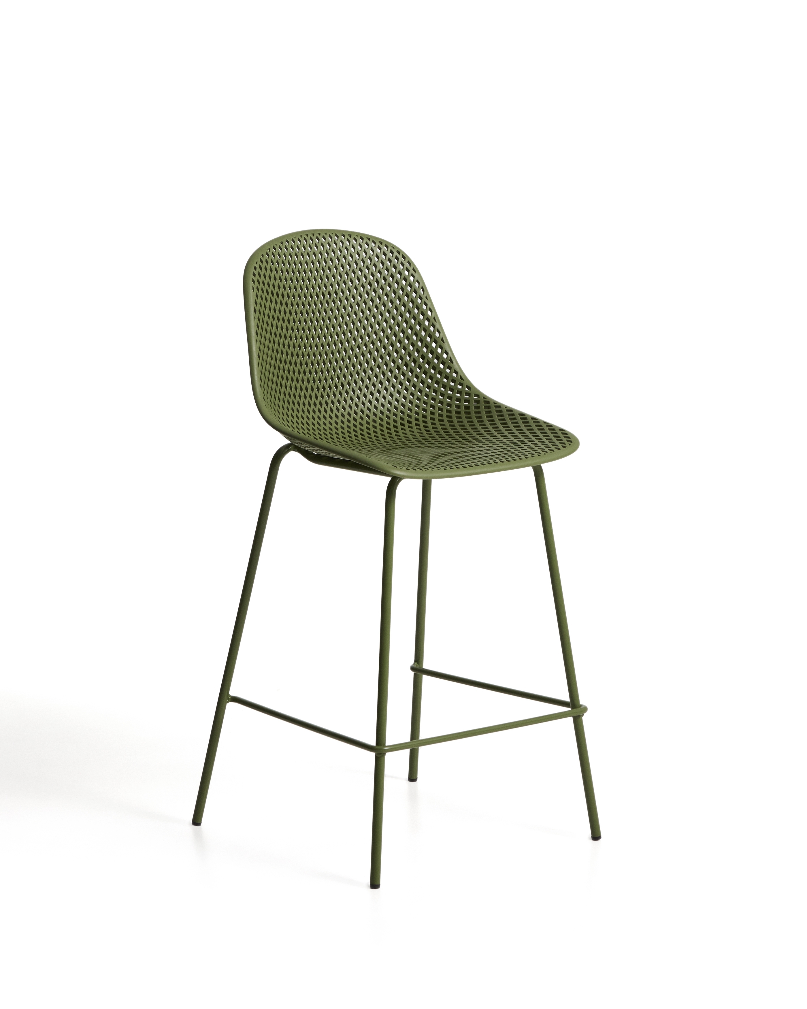 Уличный полубарный стул Quinby из зеленой стали и пластика 65 см La Forma 482327