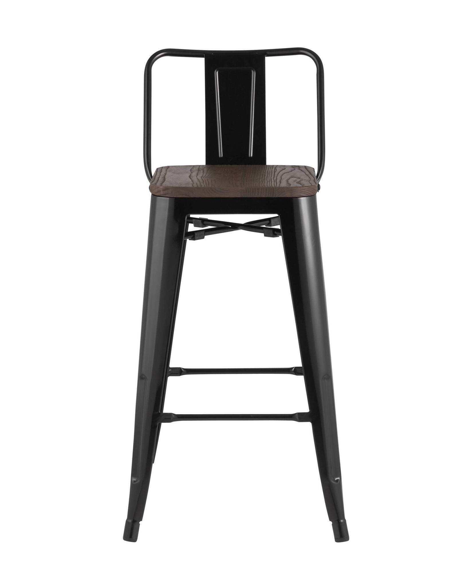 Стул полубарный TOLIX WOOD со спинкой черный глянцевый Stool Group