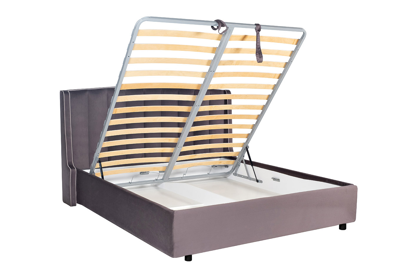 Кровать Odry с подъемным механизмом и бельевым ящиком лилово-серая Garda Decor ODRY1К-180M-Vel19+Vel09