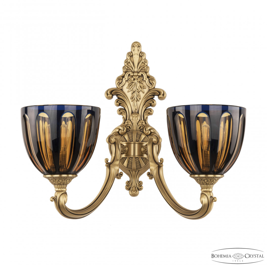 Бра бронзовые с хрусталём 7209B15/2/175 FP P1 U Amber-Blue/H-1H
