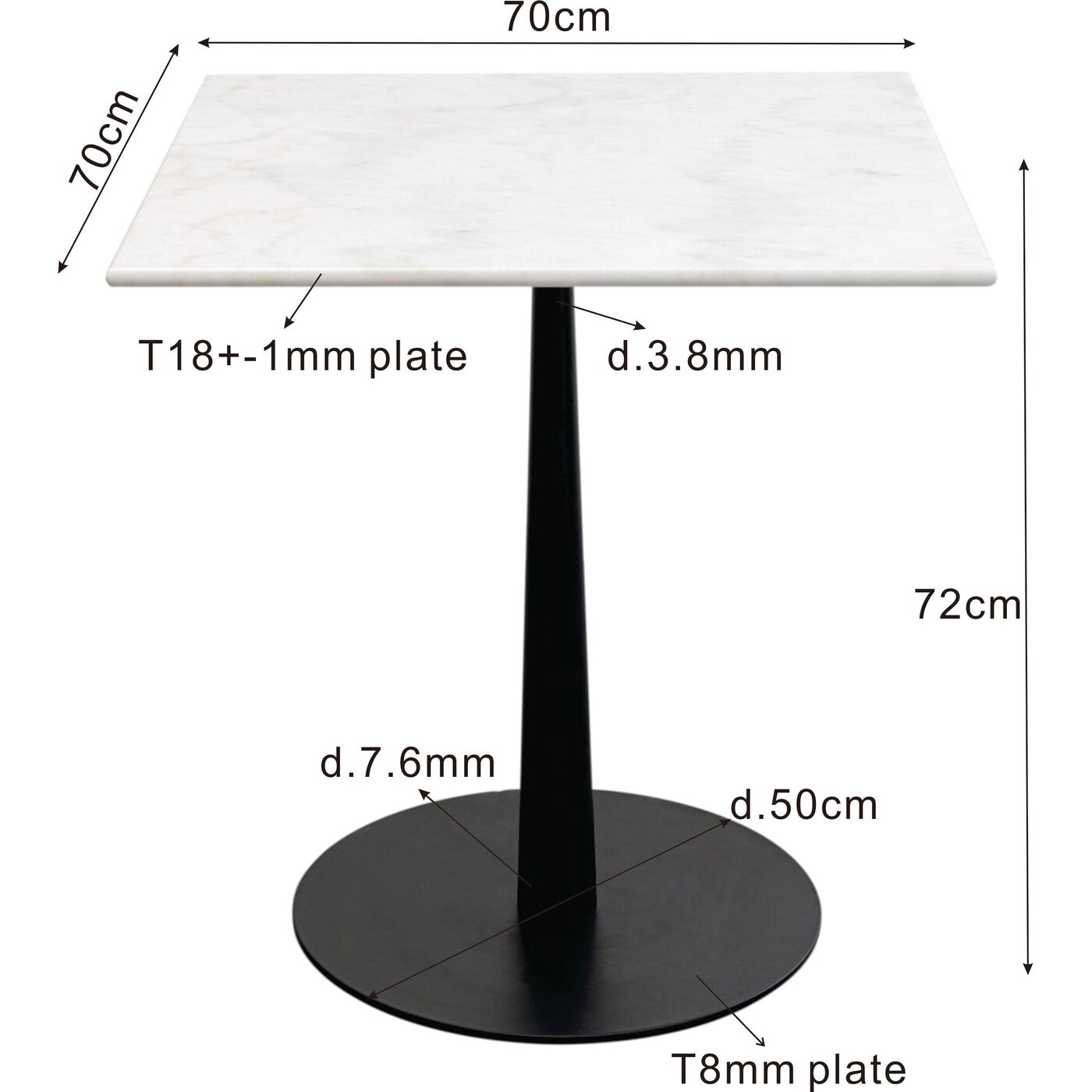 Стол для бистро Capri White 70x70 см KARE 87928