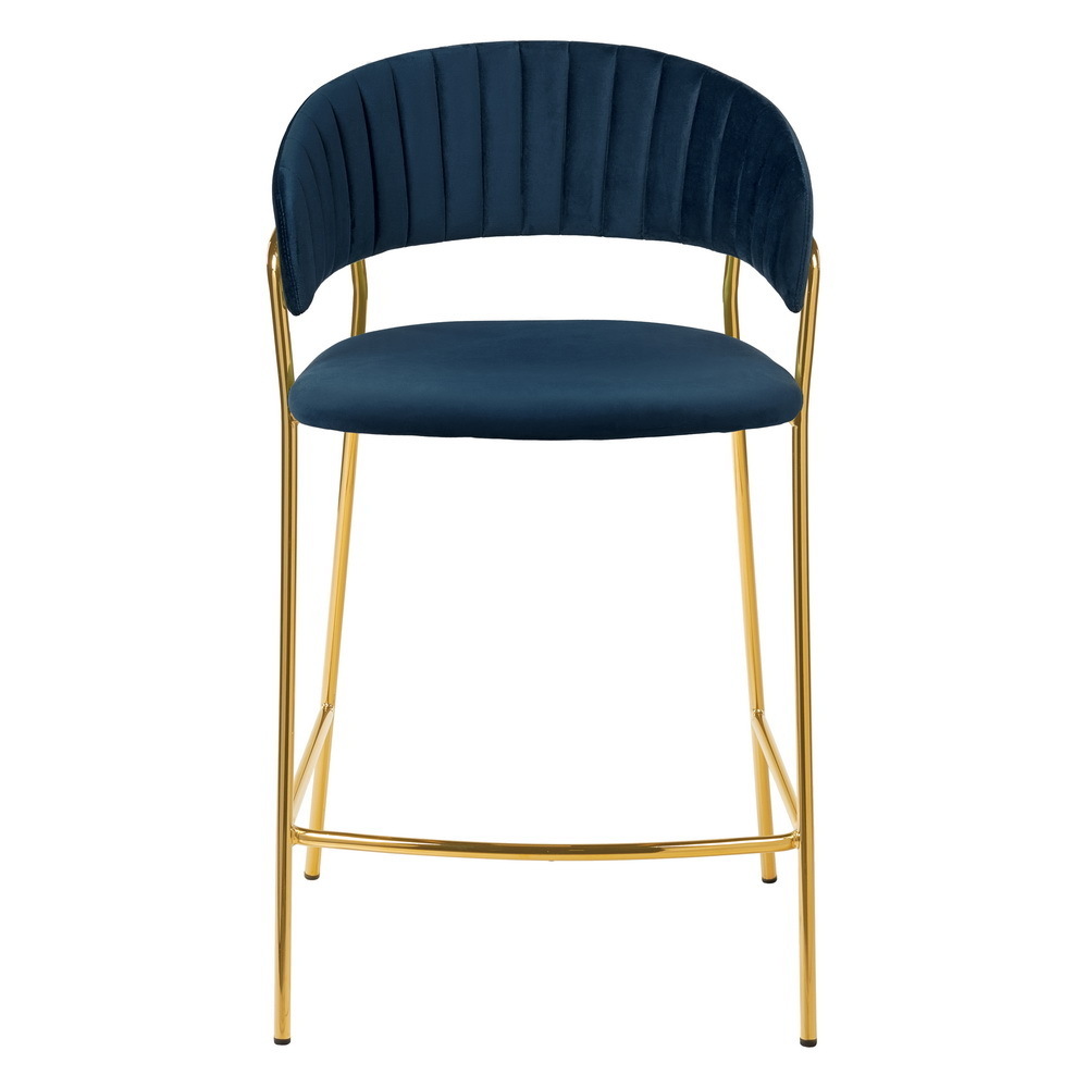 Стул полубарный Turin синий с золотыми ножками Bradex Home FR 0909