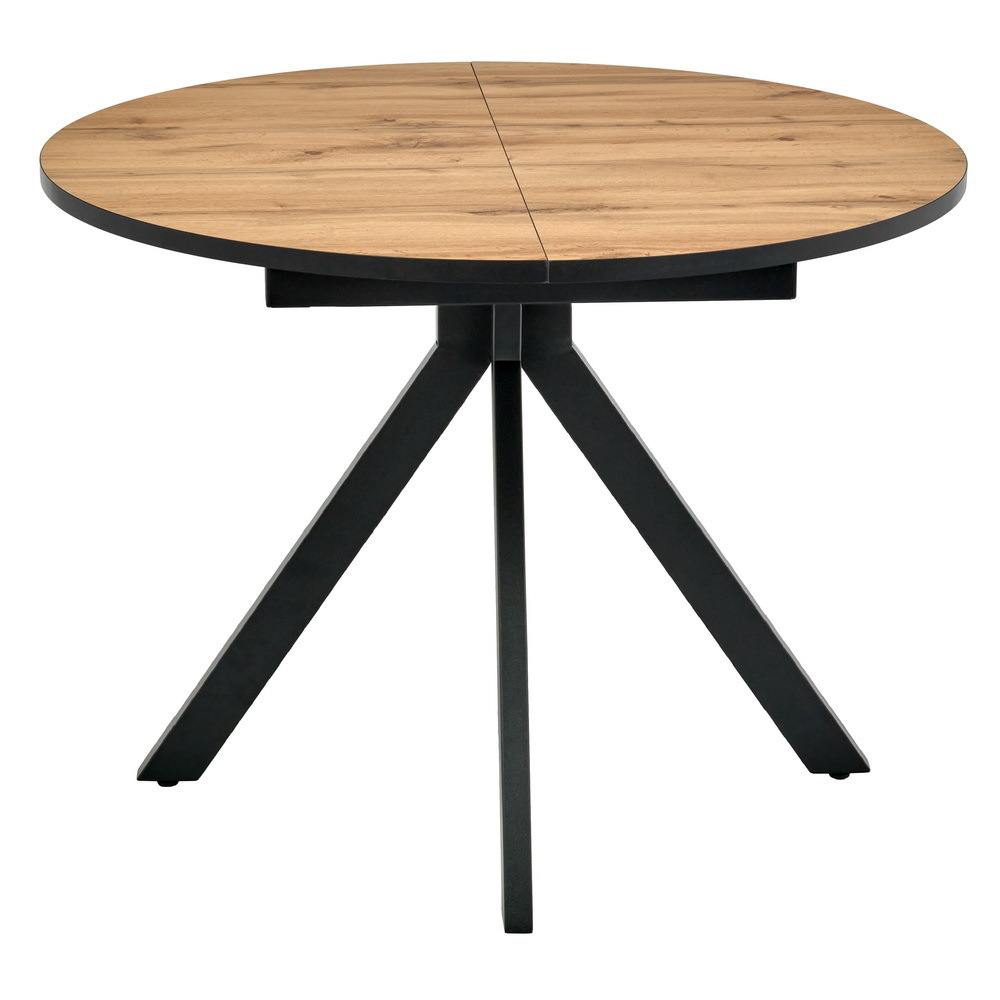 Стол Rudolf круглый раскладной 100-130x100x75см, Дуб Вотан, чёрный Bradex Home RF 0301