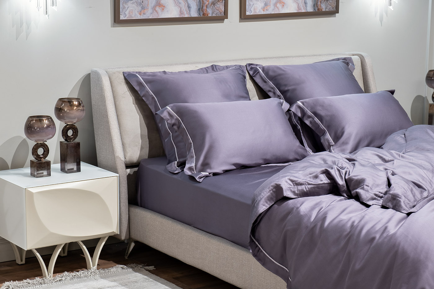 Простыня "Сопрано" на резинке 180х200х30см сиреневая Garda Decor 107TD-DP214D-PROS REZ SOPR SIR