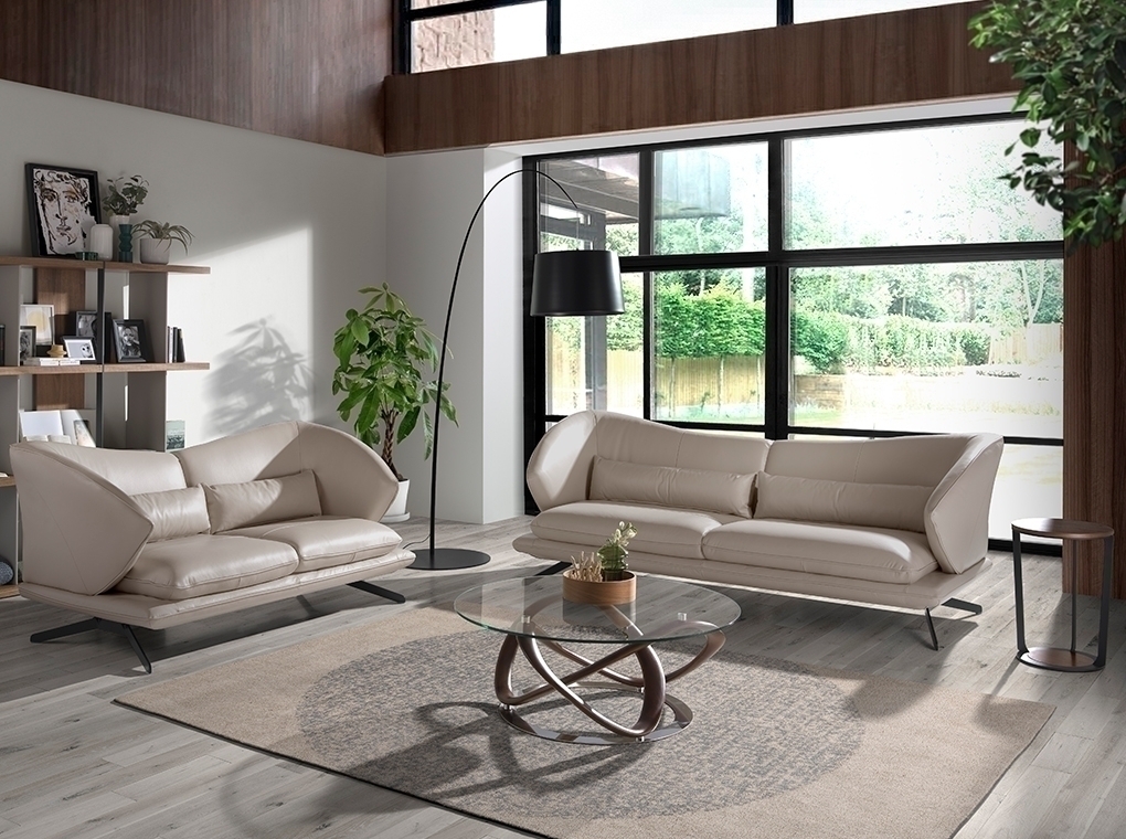 Диван 2-х местный 6145/KF2157-2P-M5652 кожаный с декоративными подушками Angel Cerda