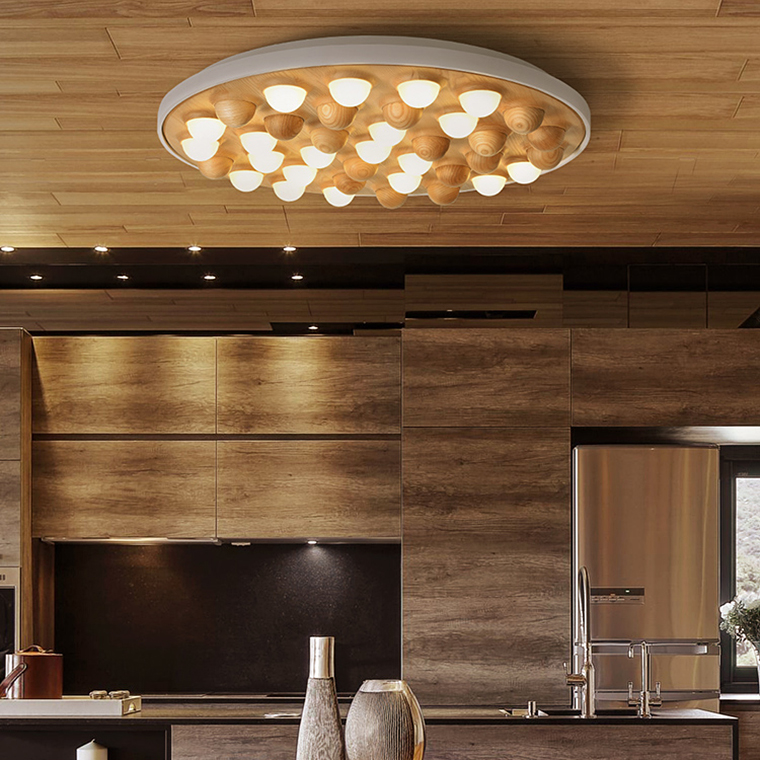 Потолочная люстра PIE D60 White/Light wood by ImperiumLoft