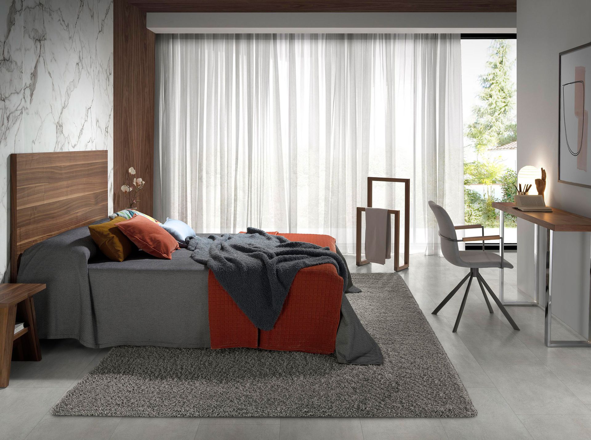 Вращающийся стул 4105/F3251A с тканевой обивкой и ножками из черной стали Angel Cerda