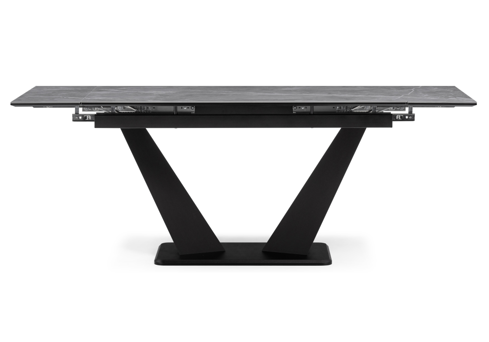 Стол Woodville Кели 140(200)х80х76 серый мрамор / черный 532395