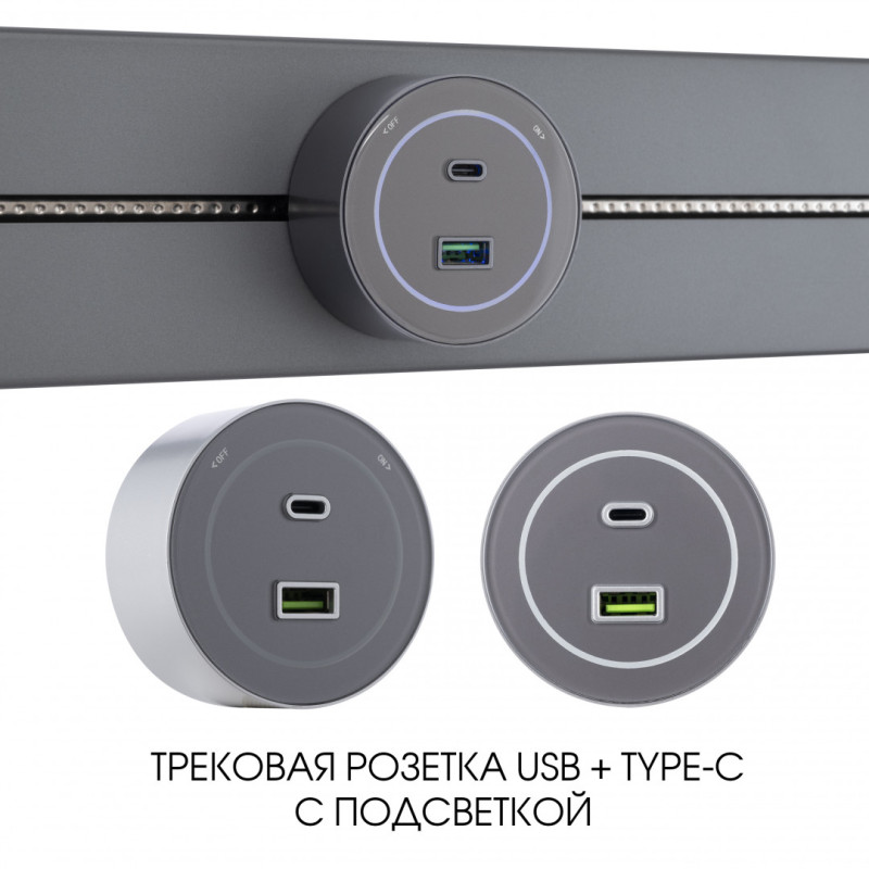 Трековая система розеток Arte Milano 399732TS/USB-Type-C Grey