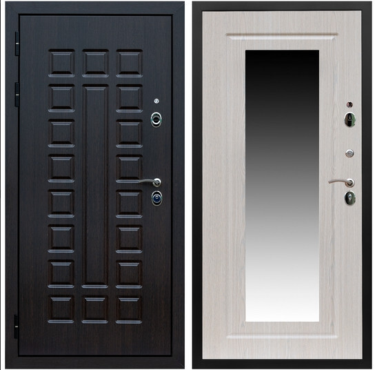 Дверь входная Graf Люксор 3К Шагрень черная / МДФ 16 мм ФЛЗ-120 Дуб беленый