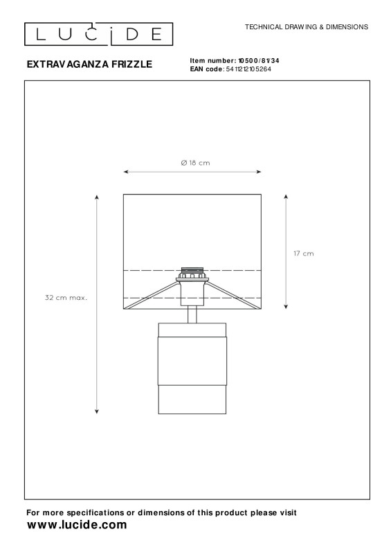 Настольная лампа LUCIDE 10500/81/34