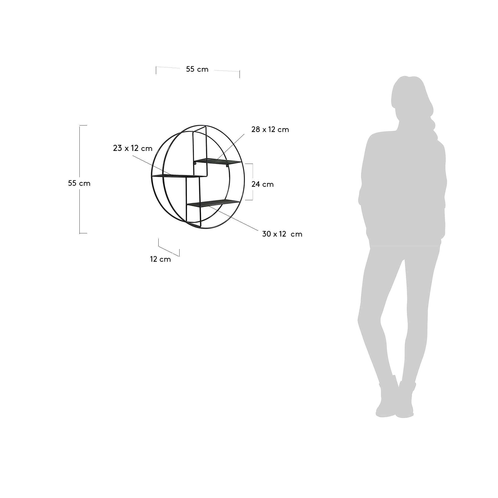 Полка Across Ø60 металл черный La Forma (ex Julia Grup)