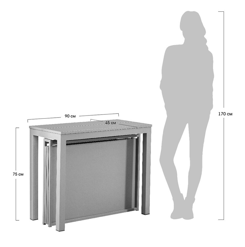 Стол раздвижной ALBA 45-225х90х75см белый Bradex Home FR 0586