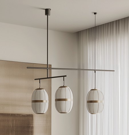 Подвесной светильник Pull C1249/3 Matt black/Aged gold Aromas del Campo