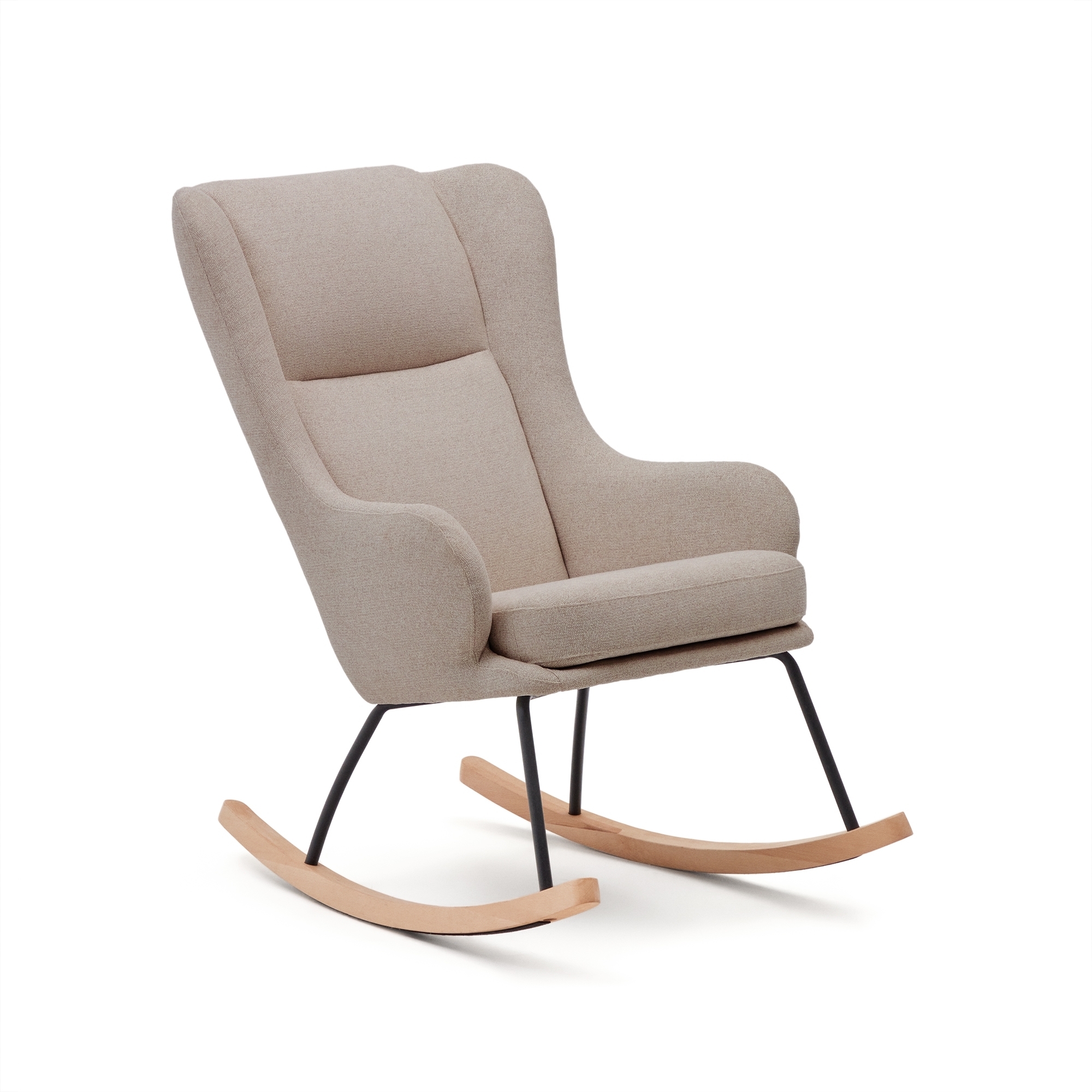 Maustin Кресло-качалка из бежевой овчины со стальной конструкцией и деревом бука La Forma (ex Julia Grup)