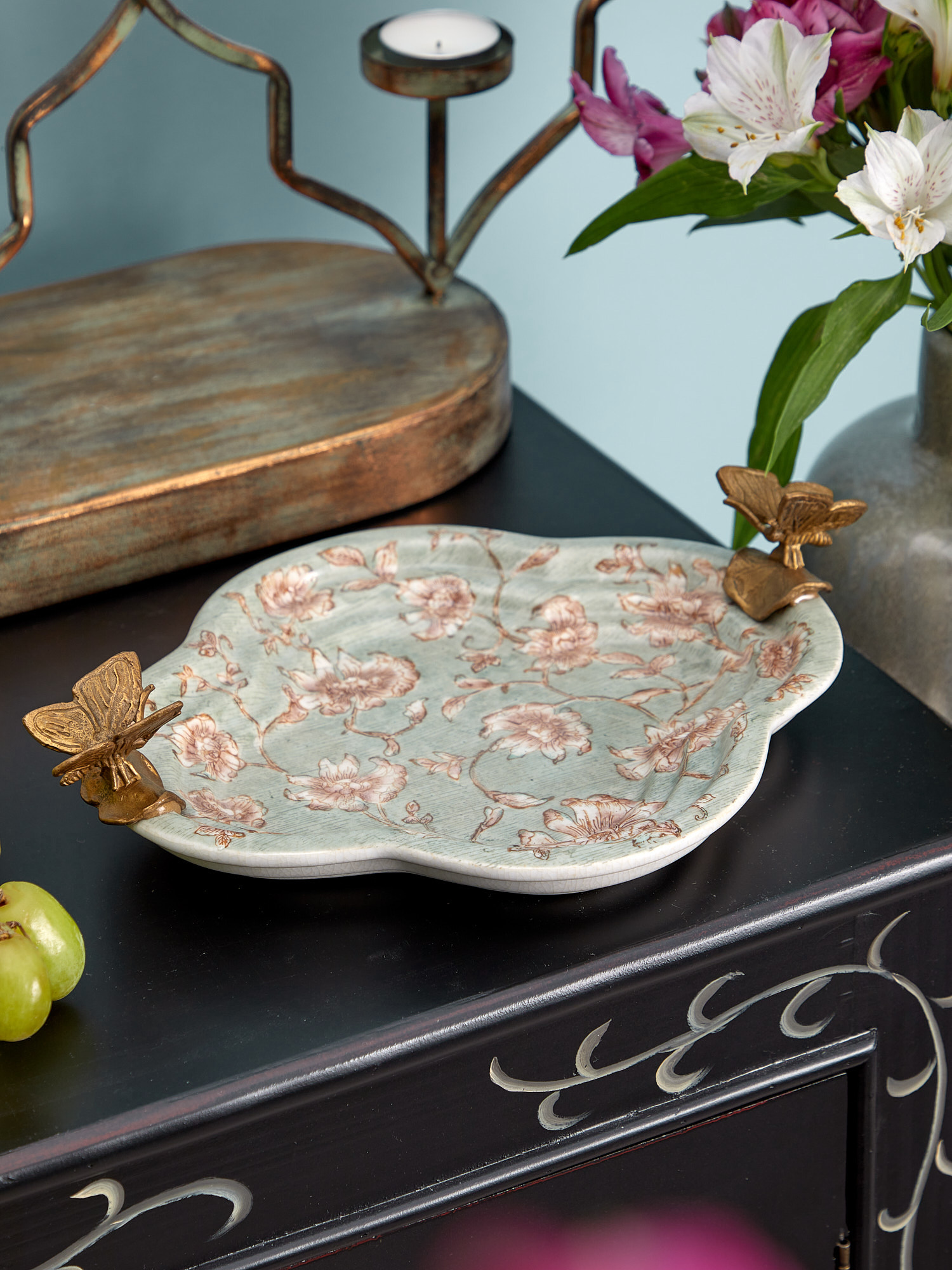 Блюдо с бабочками Glasar C414C/LG3677