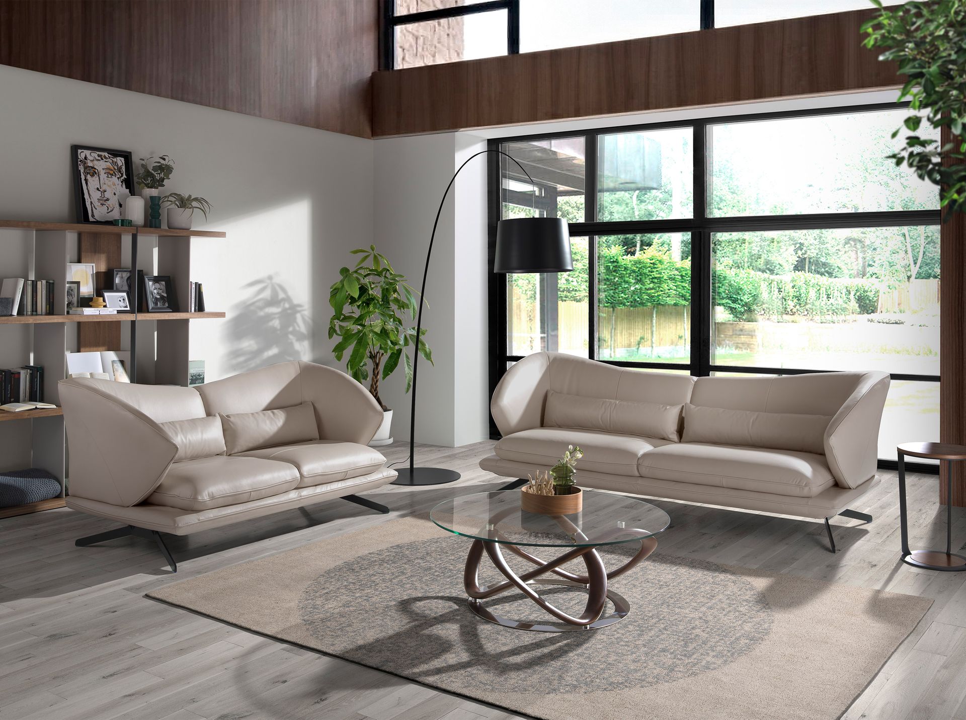 Диван 2-х местный 6145/KF2157-2P-M5652 кожаный с декоративными подушками Angel Cerda