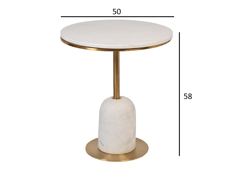 Стол журнальный мрамор белый d50*58 Garda Decor 76AR-07000