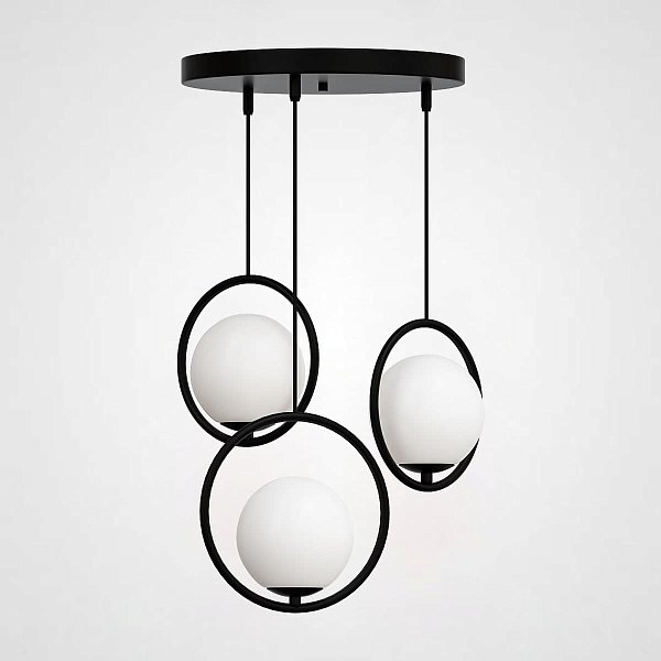 Подвесной светильник HOOP-TRIO Черный, Круг, Диск by ImperiumLoft
