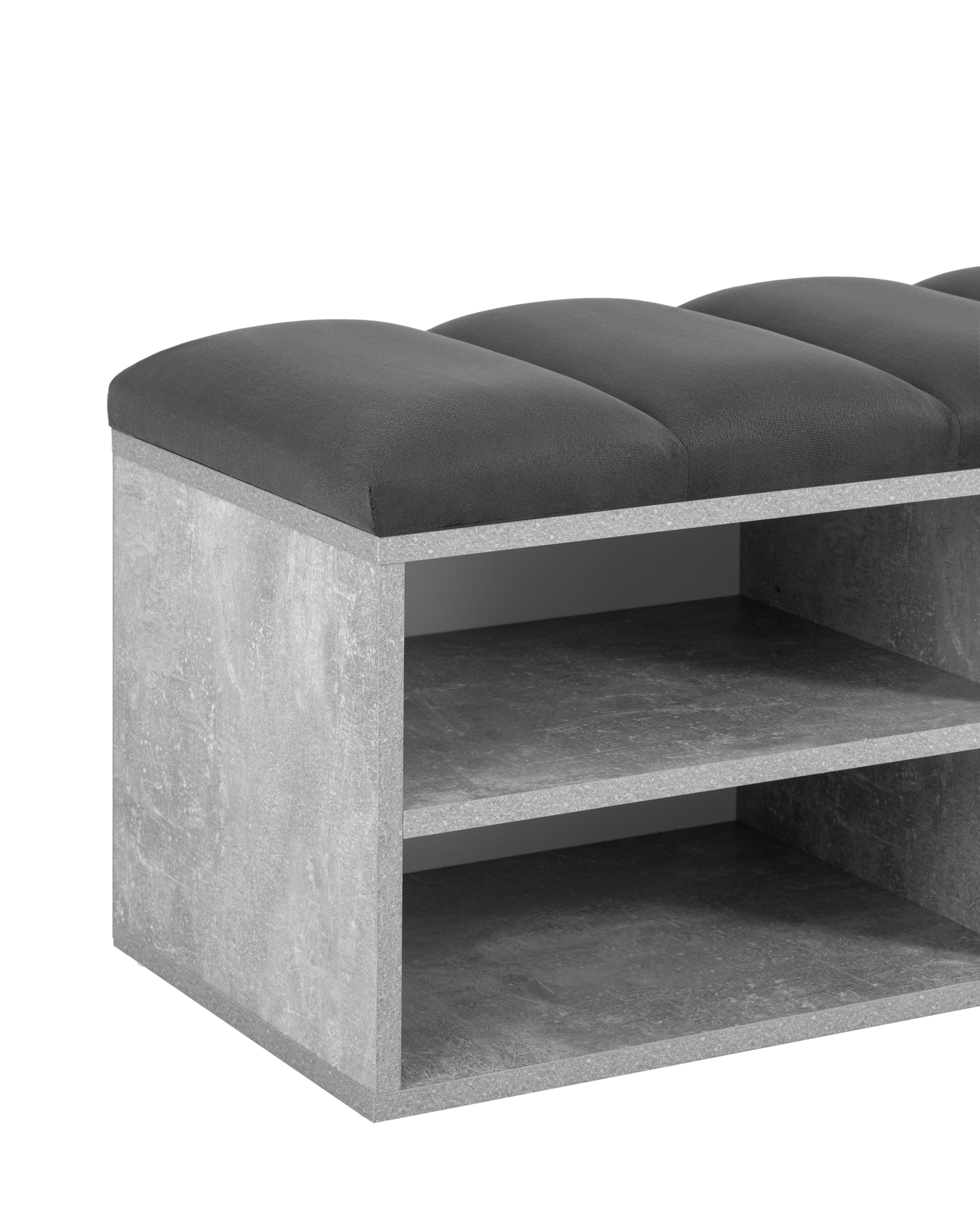 Обувница Хольст 2 серая велюр тёмно-серый Stool Group