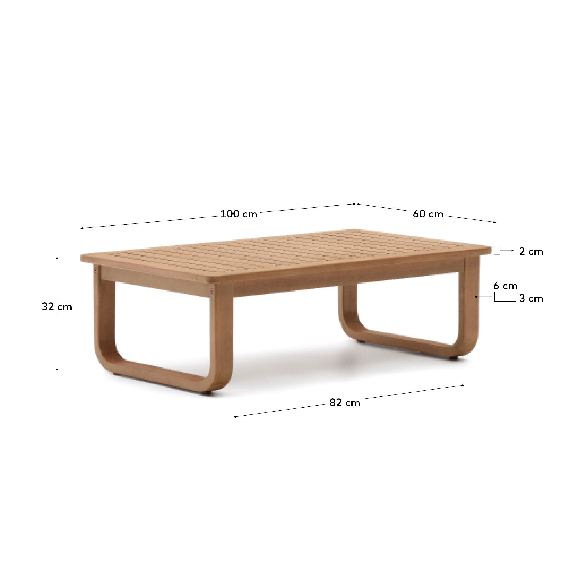 Sacaleta Уличный журнальный столик из массива эвкалипта 100 x 60 см La Forma (ex Julia Grup)