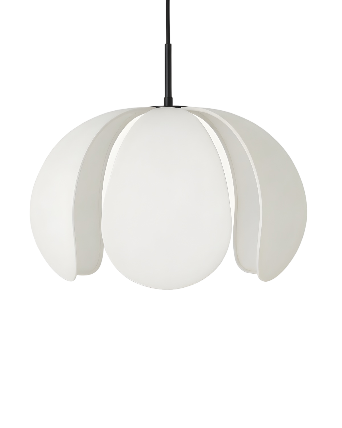 Чёрный подвесной светильник Флэк с белым абажуром Louvre Home LPN090825SWL