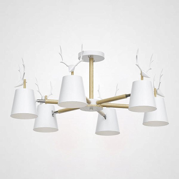 Потолочная люстра с рожками DEER B6 White by ImperiumLoft