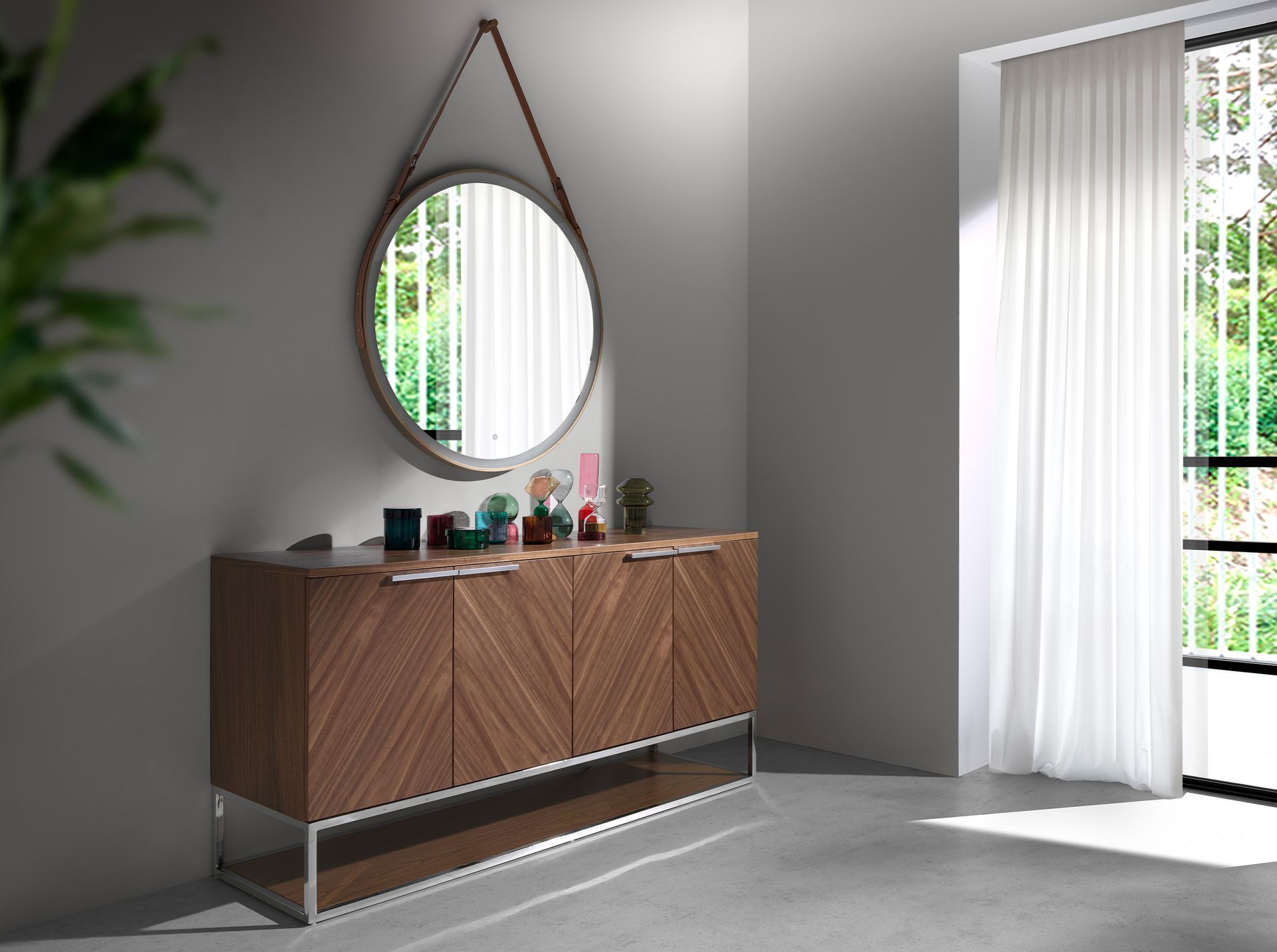 Сервант 3233/MK1502A из ореха и хромированной стали Angel Cerda