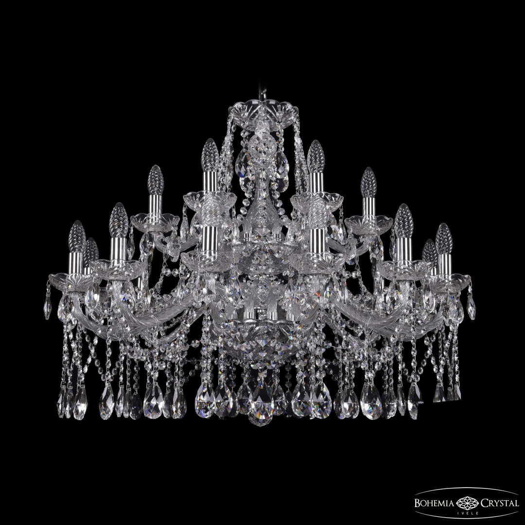 Люстра хрустальная 1413/12+6/300/2d Ni