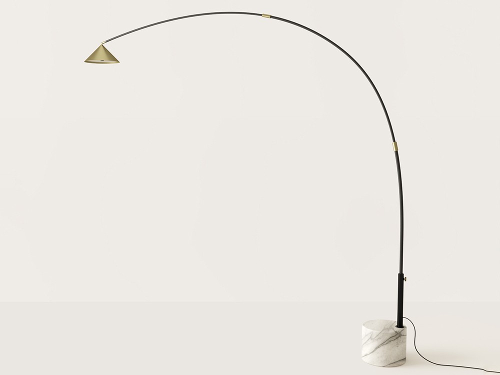 Торшер Hinoo черный / латунь / белый мрамор Aromas del Campo