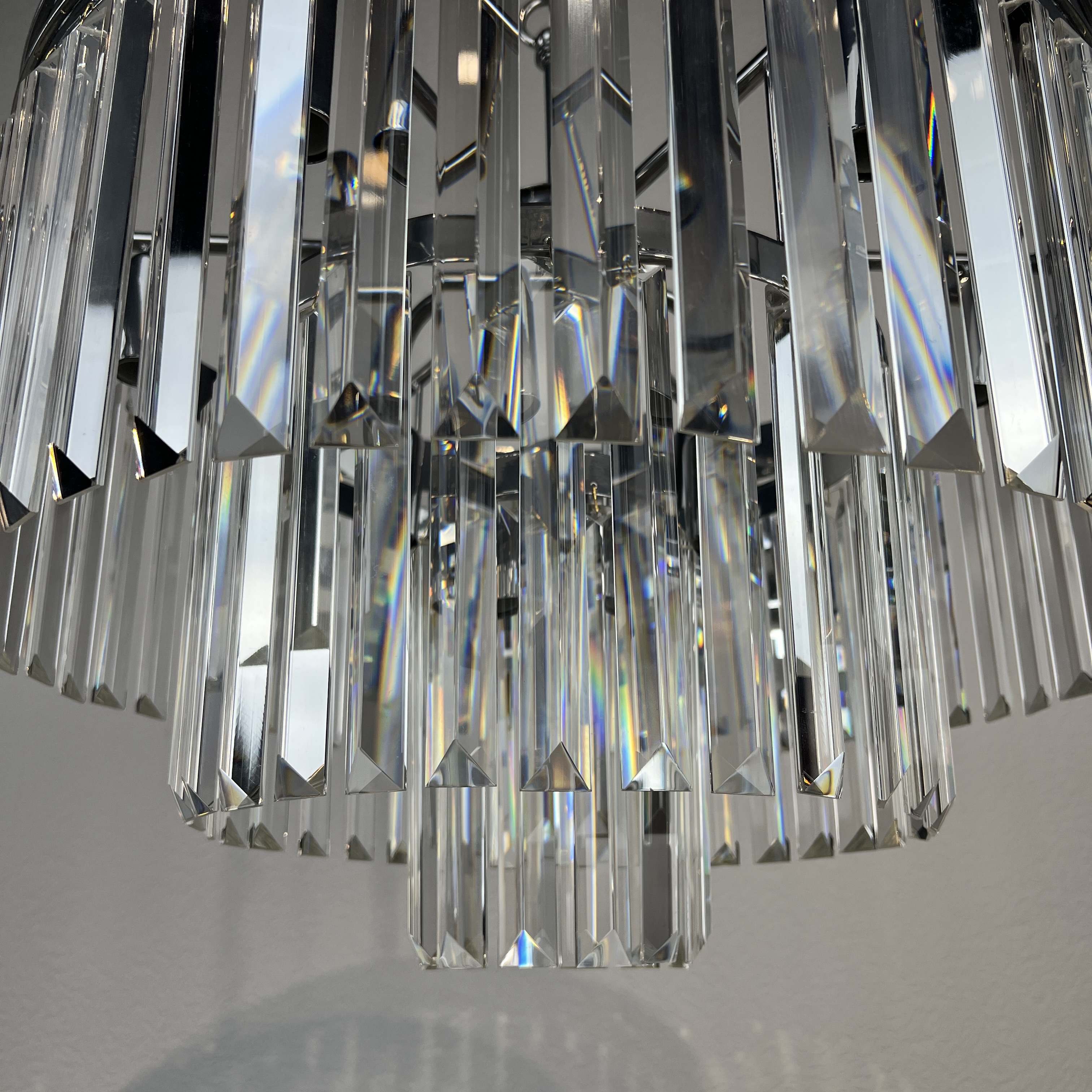 Люстра Rh 1920S Odeon Clear Glass Fringe 3-Tier Chandelier Chrome By Imperiumloft