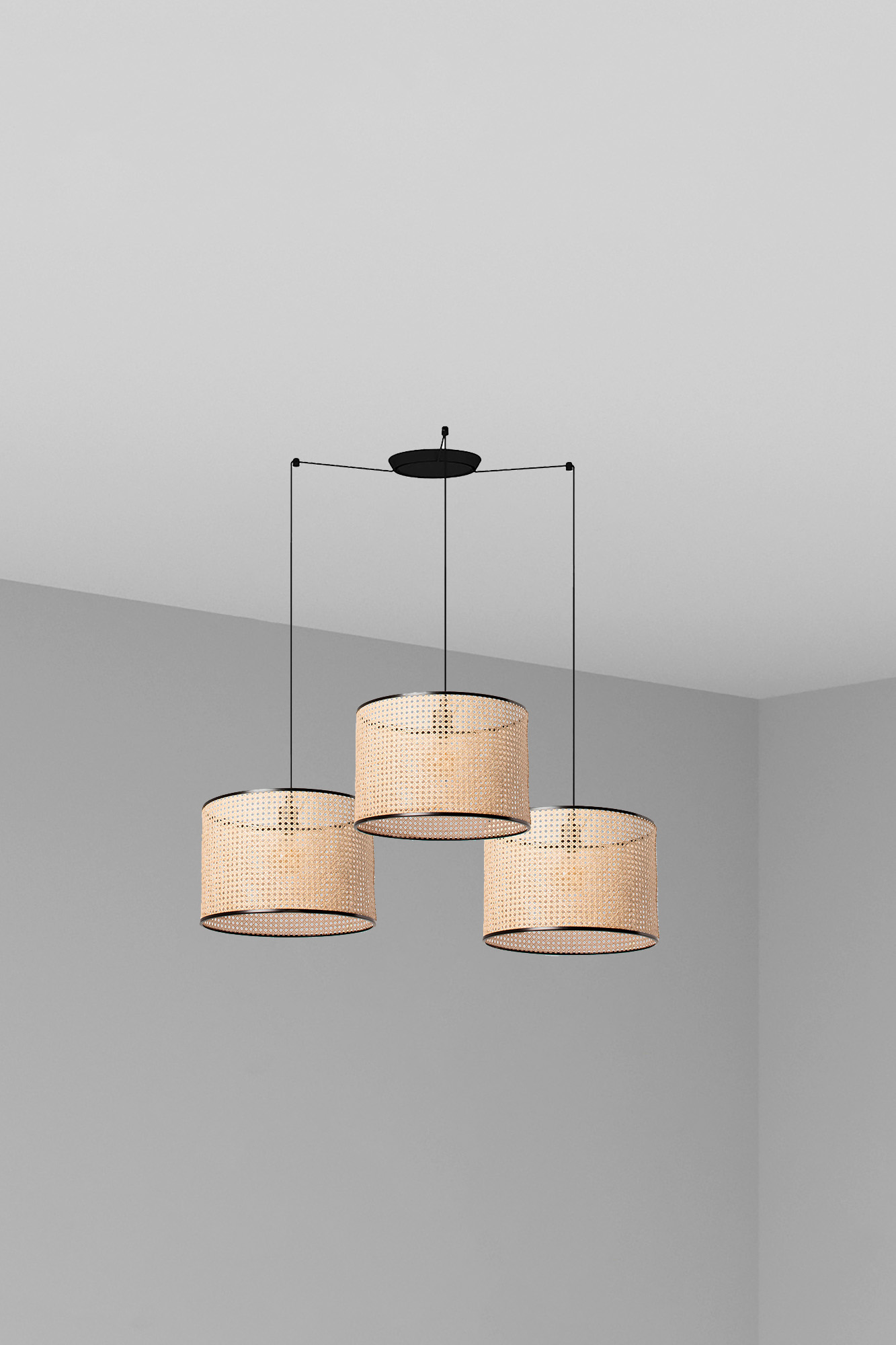 Подвесной светильник Mambo черный/ротанг ø450 3L Faro