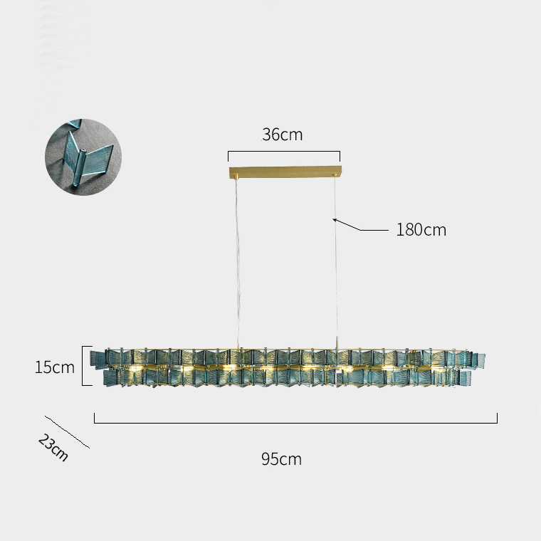 Реечный, рядный светильник DEXTER LONG L95 BLUE by ImperiumLoft