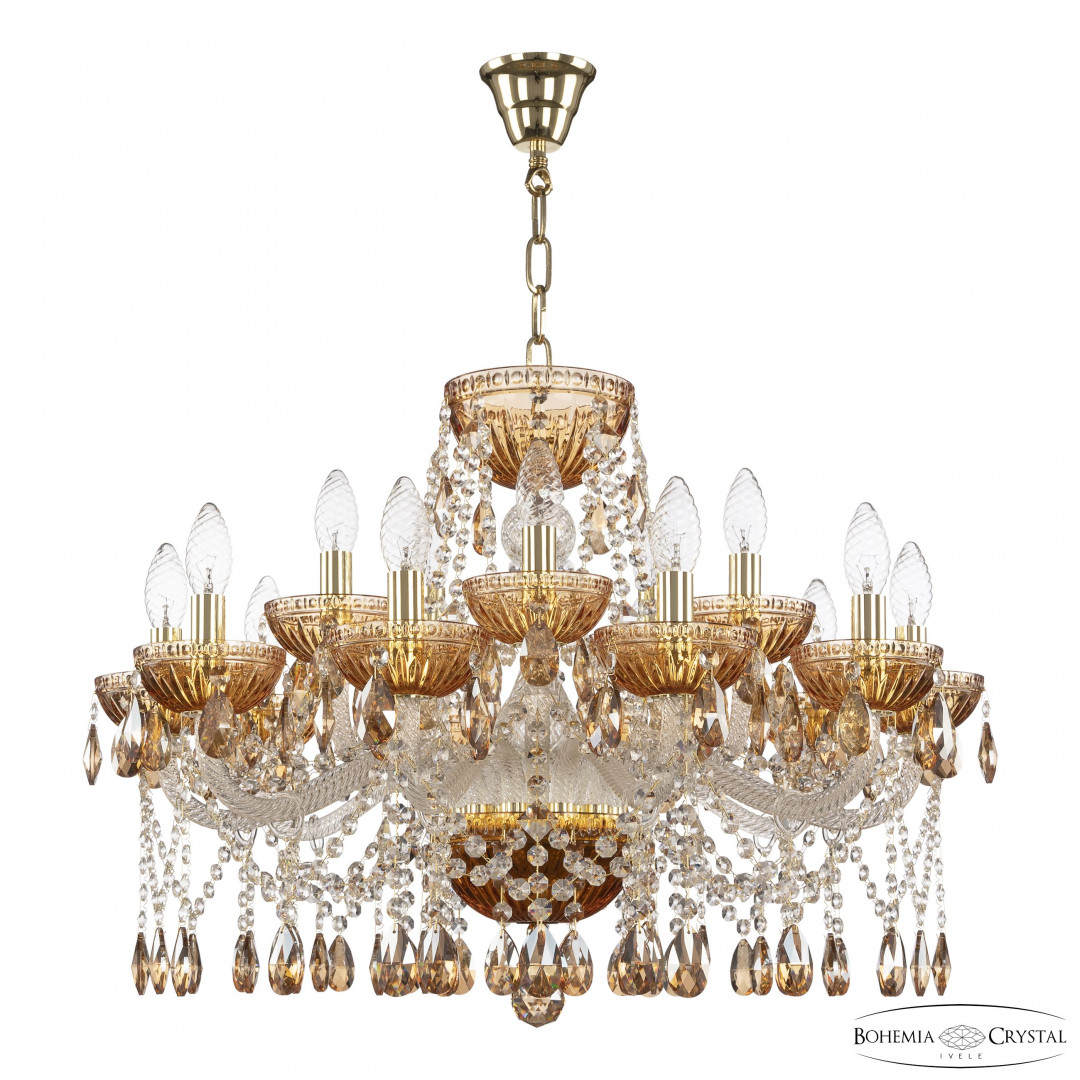 Люстра 5413/10+5/240 G Amber/M-1G K721 Bohemia Ivele Crystal