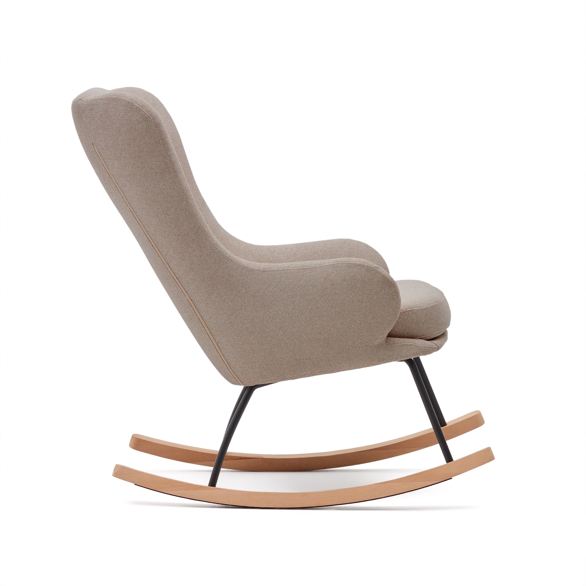 Maustin Кресло-качалка из бежевой овчины со стальной конструкцией и деревом бука La Forma (ex Julia Grup)