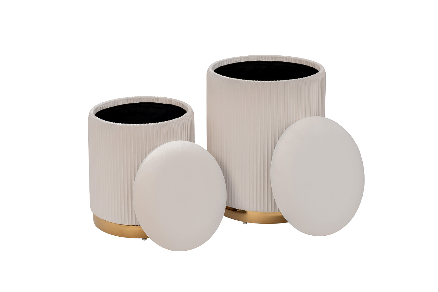 Набор из 2х пуфов светло-бежевый/золото Garda Decor GY-18220