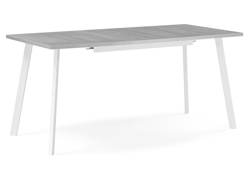 Стол деревянный Woodville Колон Лофт 120(160)х75х75 25 мм бетон / белый матовый 489645