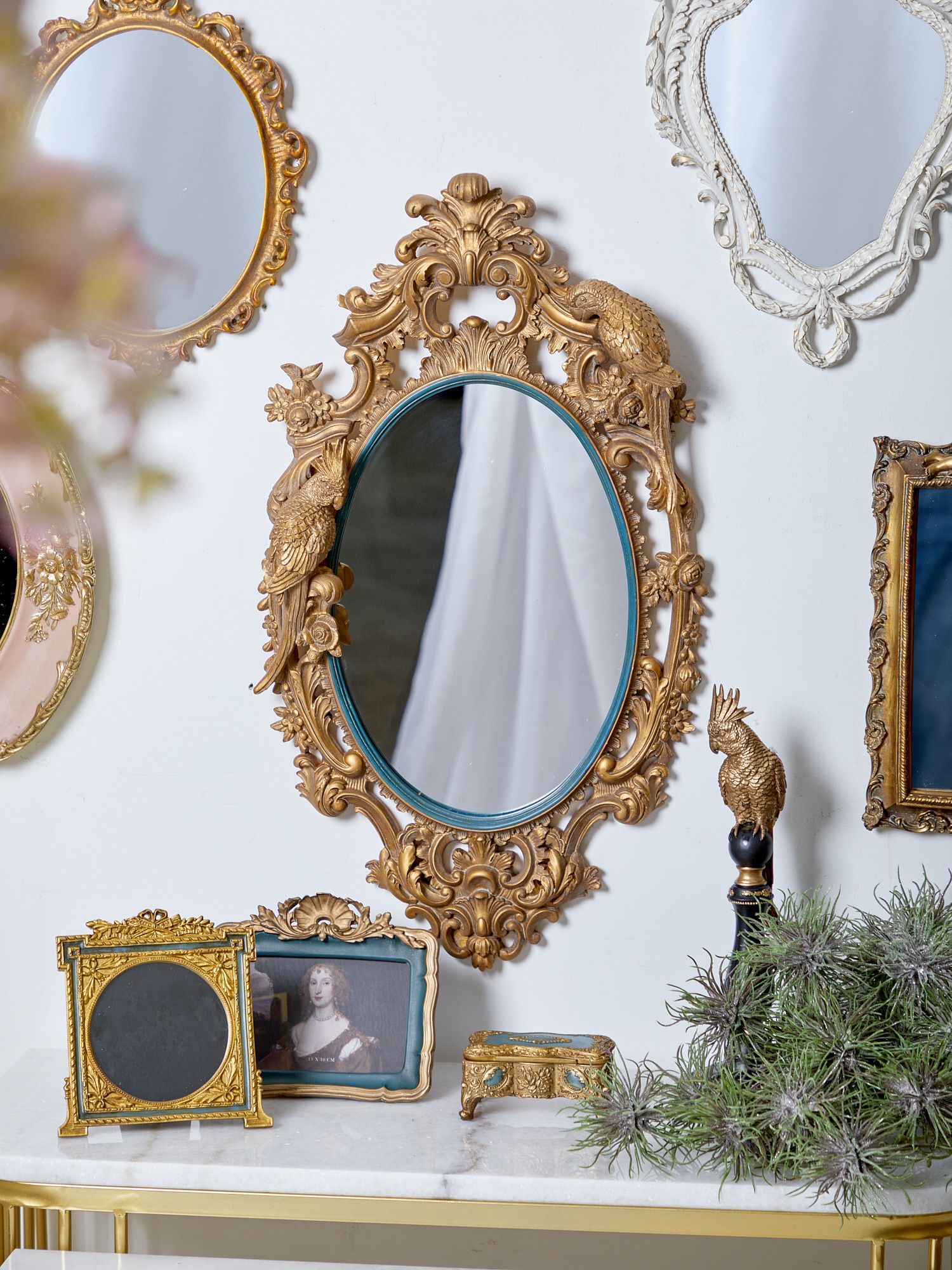 Фигурка Попугай золотой, под старину Glasar 28-249