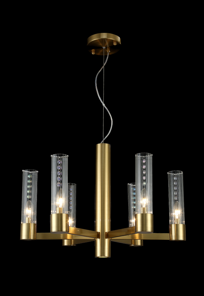 Люстра Crystal Lux OTONO SP6+1 BRASS/TRANSPARENTE