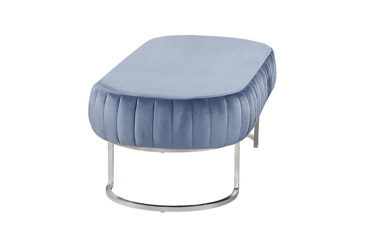 Банкетка велюровая серо-голубая на металлическом каркасе (хром) Garda Decor N-BH2009 GR SL