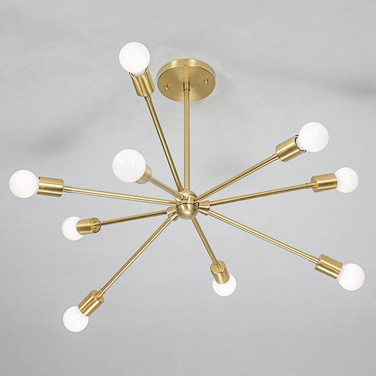 Люстра на штанге SPUTNIK D75 Gold/Black tubes by ImperiumLoft