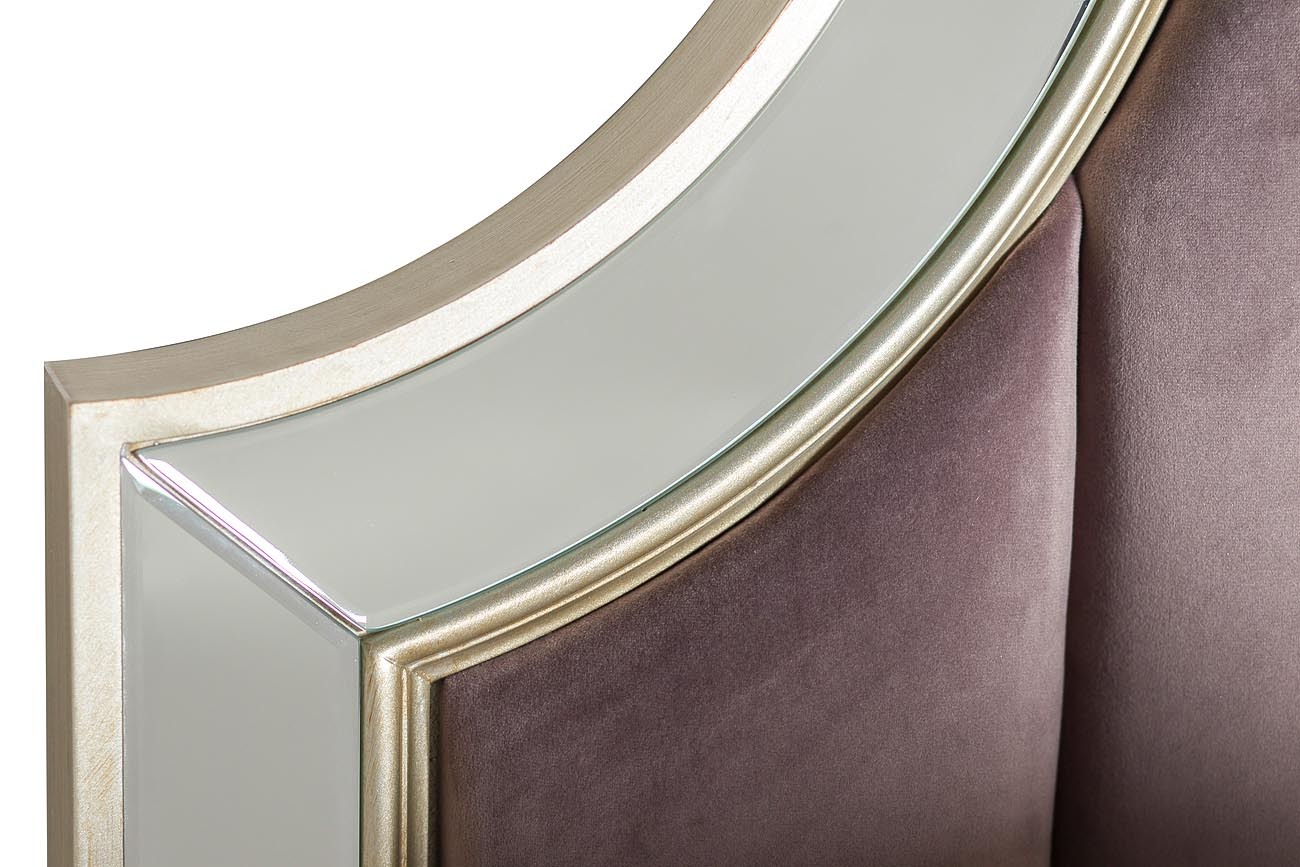 Кровать двуспальная с зеркальными вставками (розово-серая) Garda Decor KFE007-69